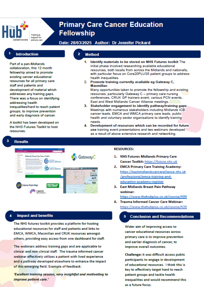 Cancer Education Fellowship by Jennifer Pickard